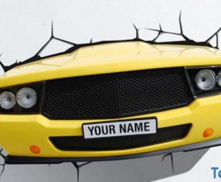 ARANDELA-3D-LED-YELLOW-CAR